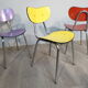3 colored formica chairs