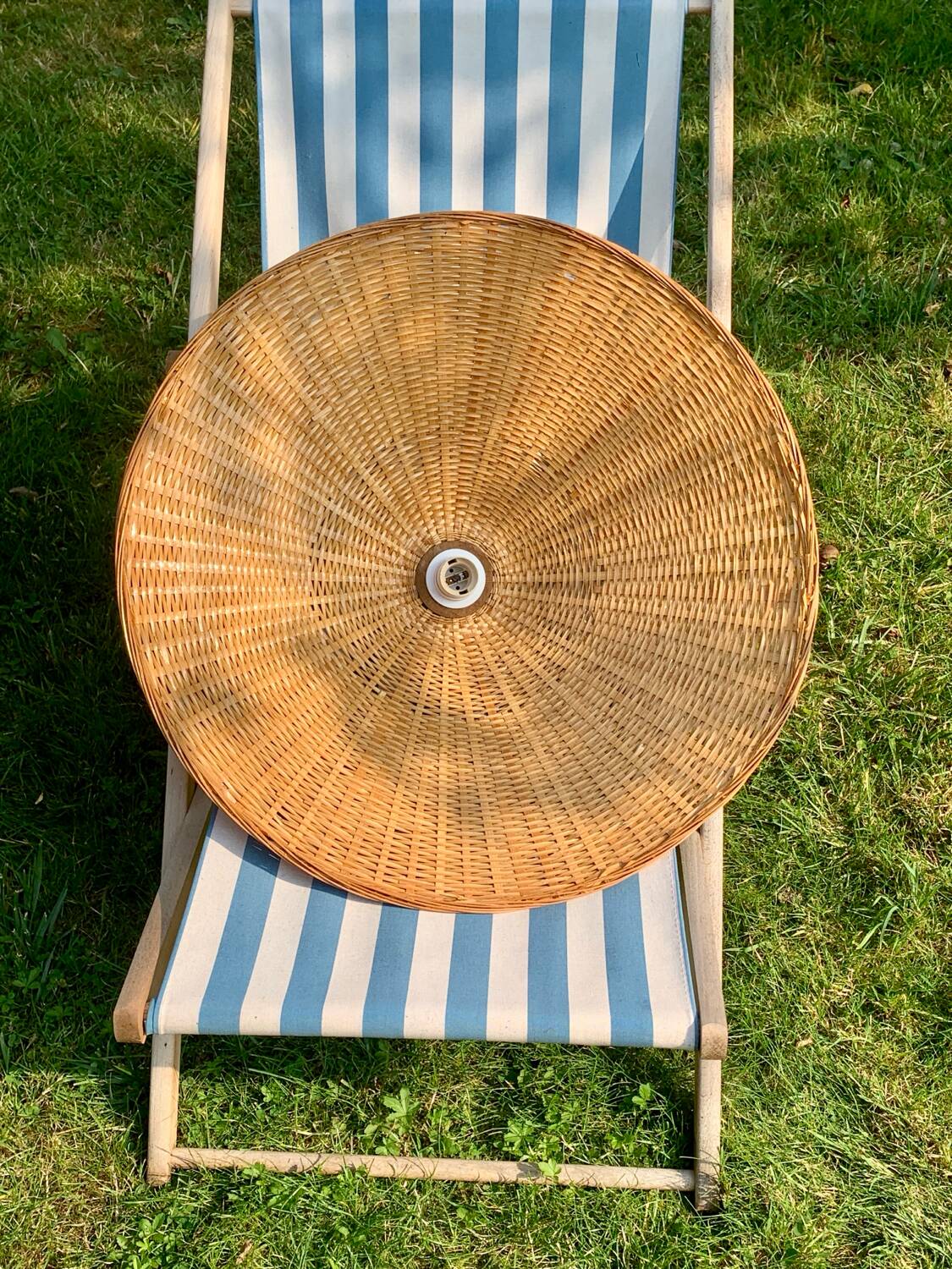 XXL vintage woven wicker pendant light