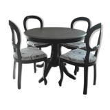 Table with extension cord and 4 cherry chairs