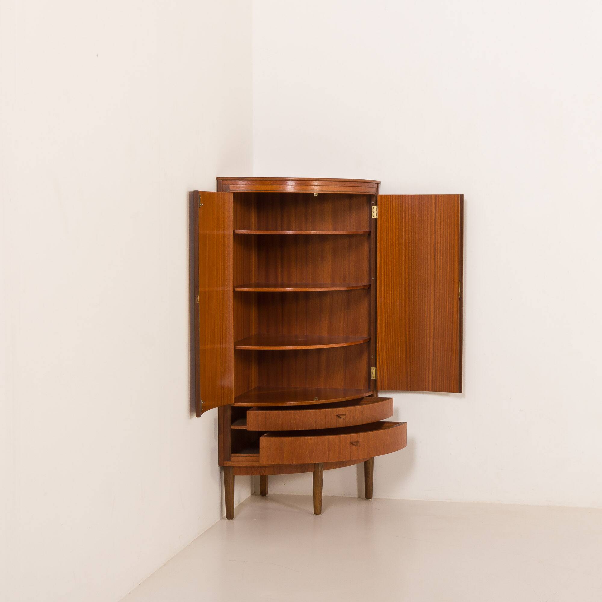 Agner Christoffersen mid-century modern corner cabinet in teak, Denmark, 1950s