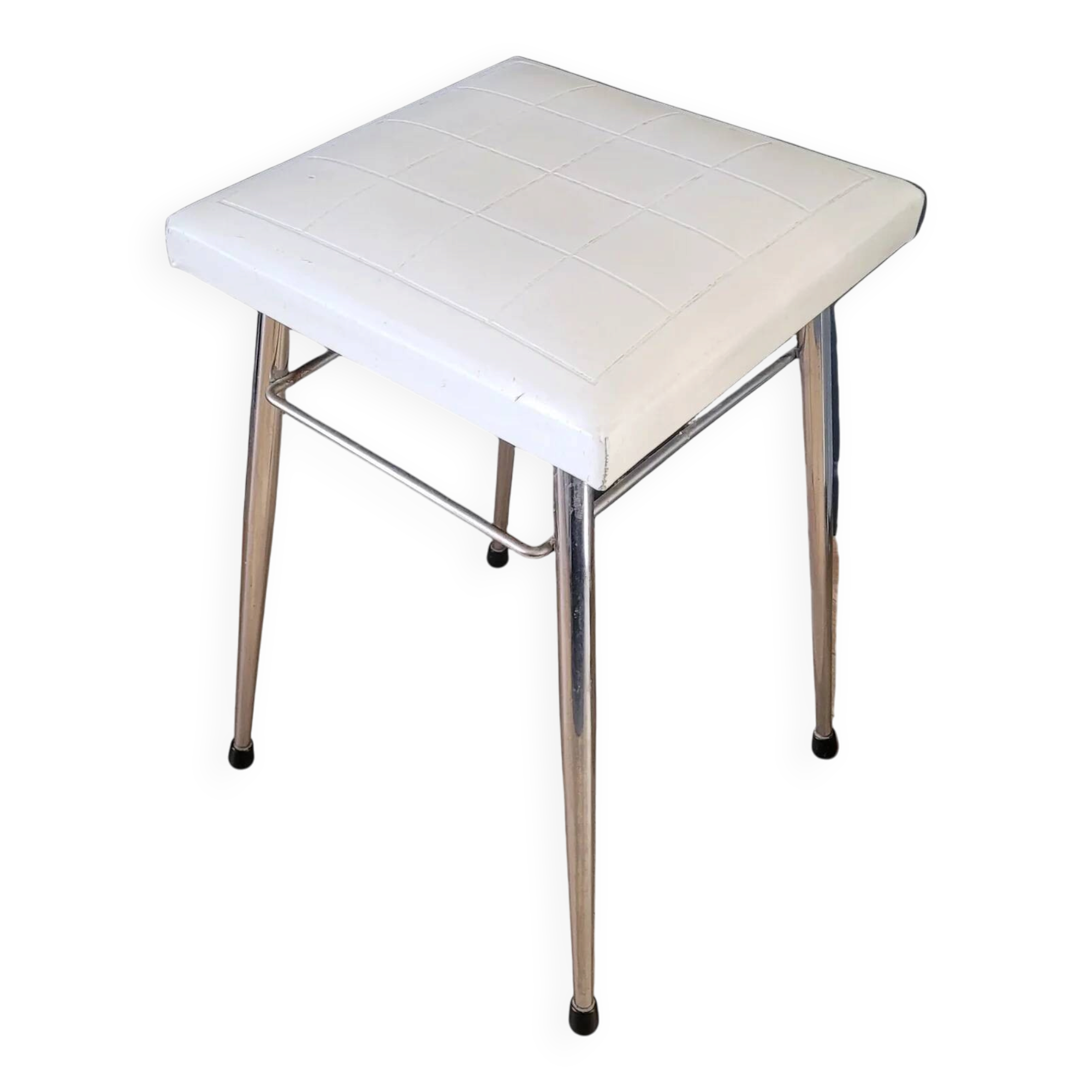 Tabouret vintage en skaï et chrome