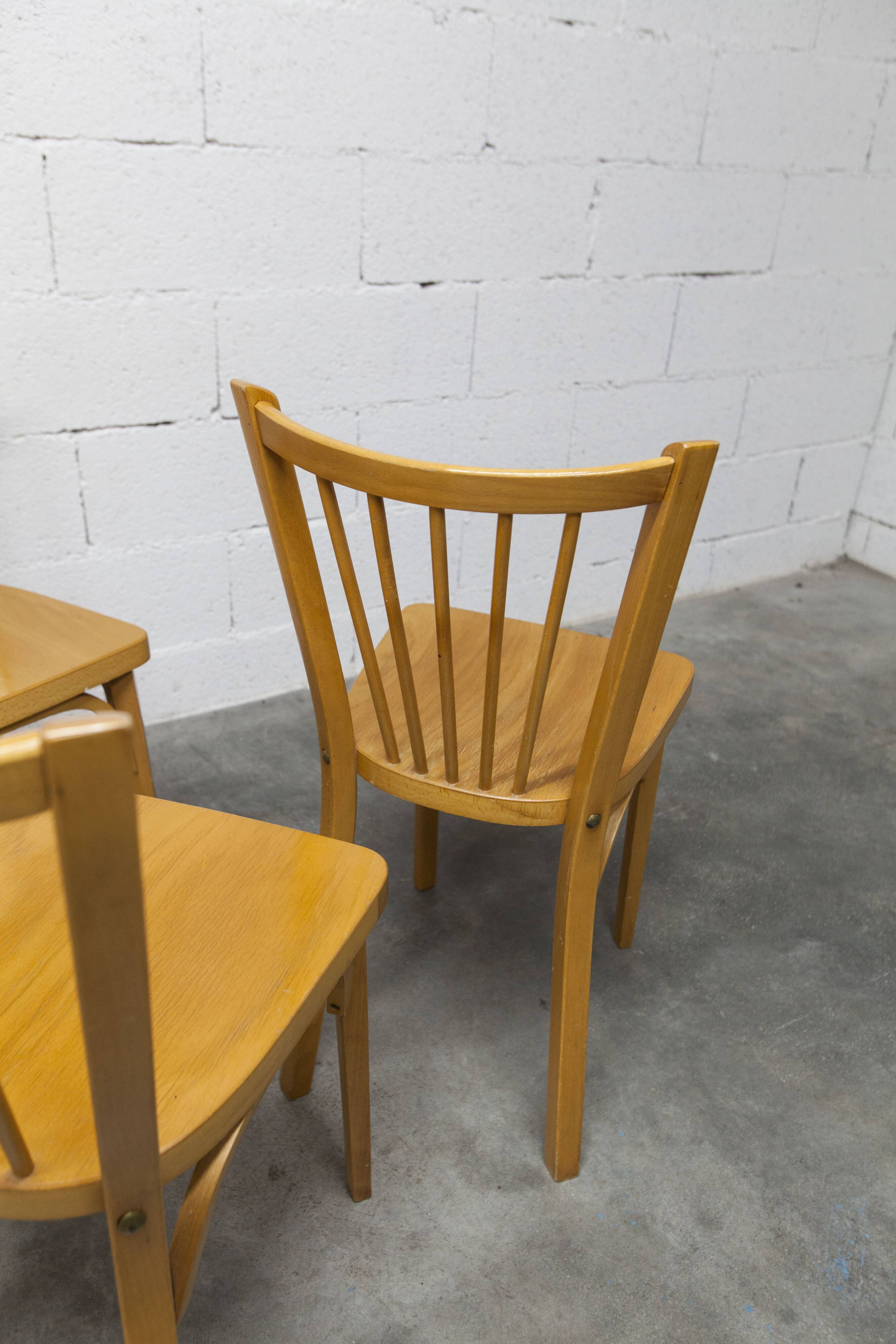 Set of 4 Baumann bistro chairs model 153 stamped 1981.