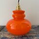 Suspension vintage en opaline orange électrifiée à neuf