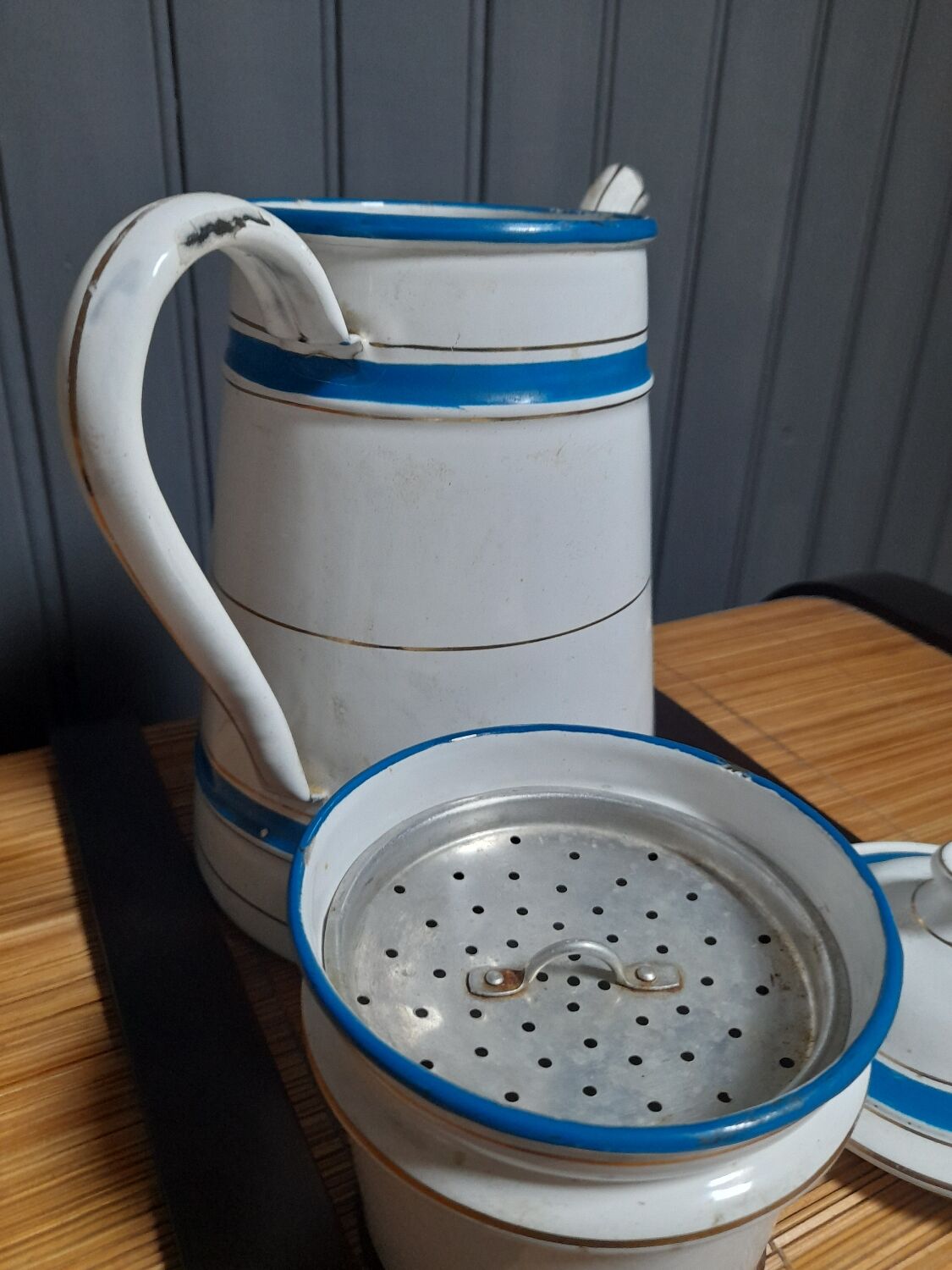 Old enameled coffee pot