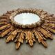Old golden wooden sun mirror large size vintage 50s design