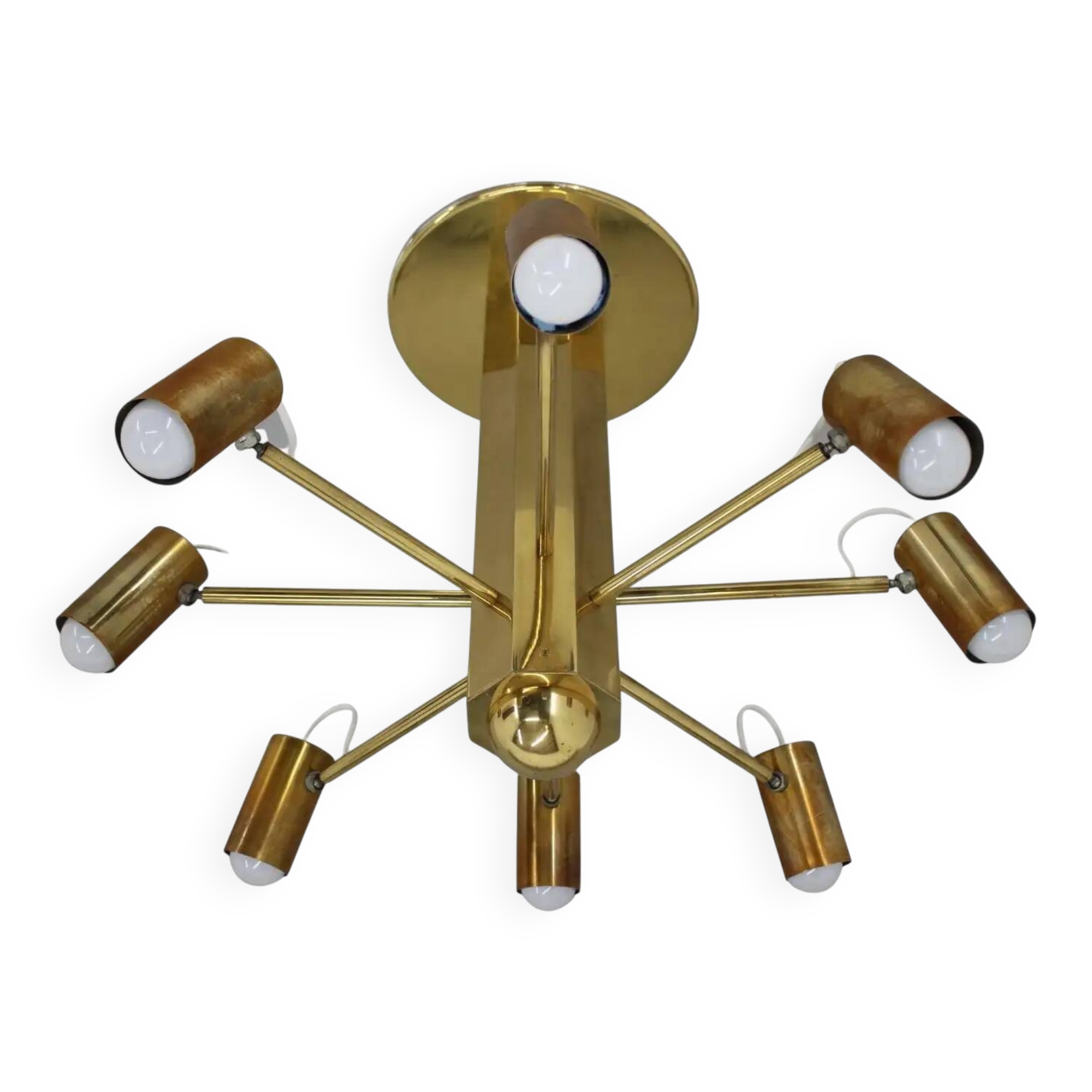 Midcentury Sputnik brass Space Age adjustable pendant/chandelier, 1970s