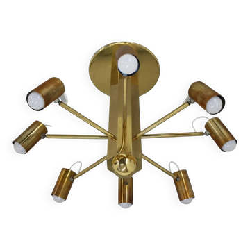 Midcentury Sputnik brass Space Age adjustable pendant/chandelier, 1970s