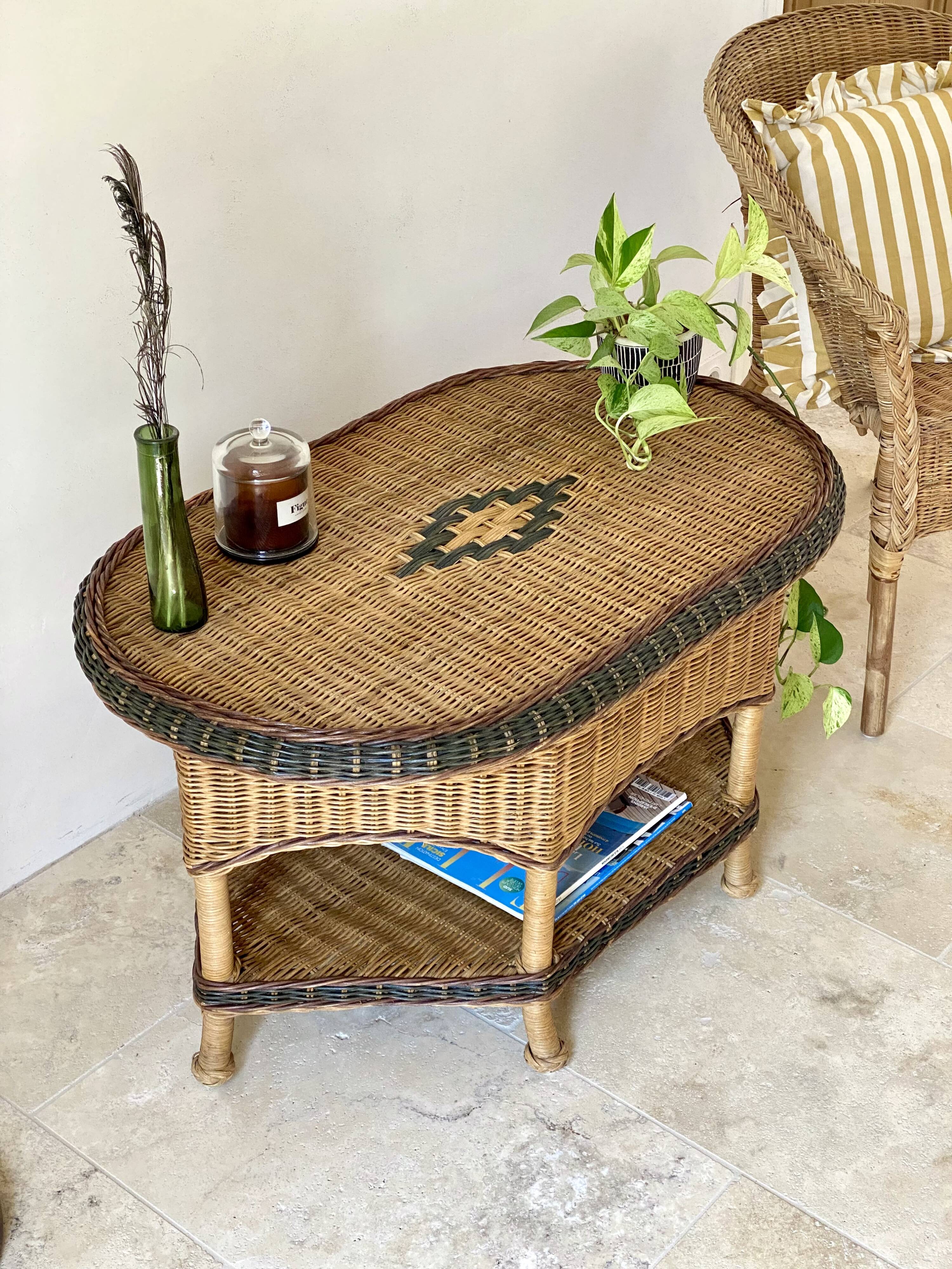 Vintage rattan coffee table – 1970s Riviera spirit