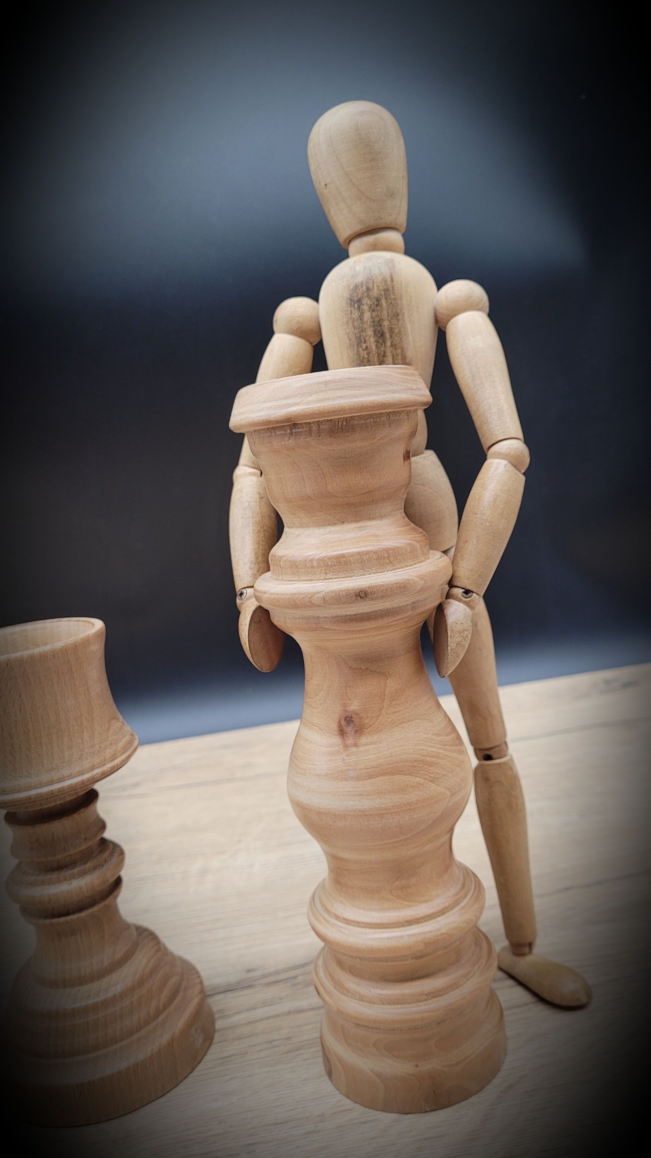 Trio turned wood candlesticks