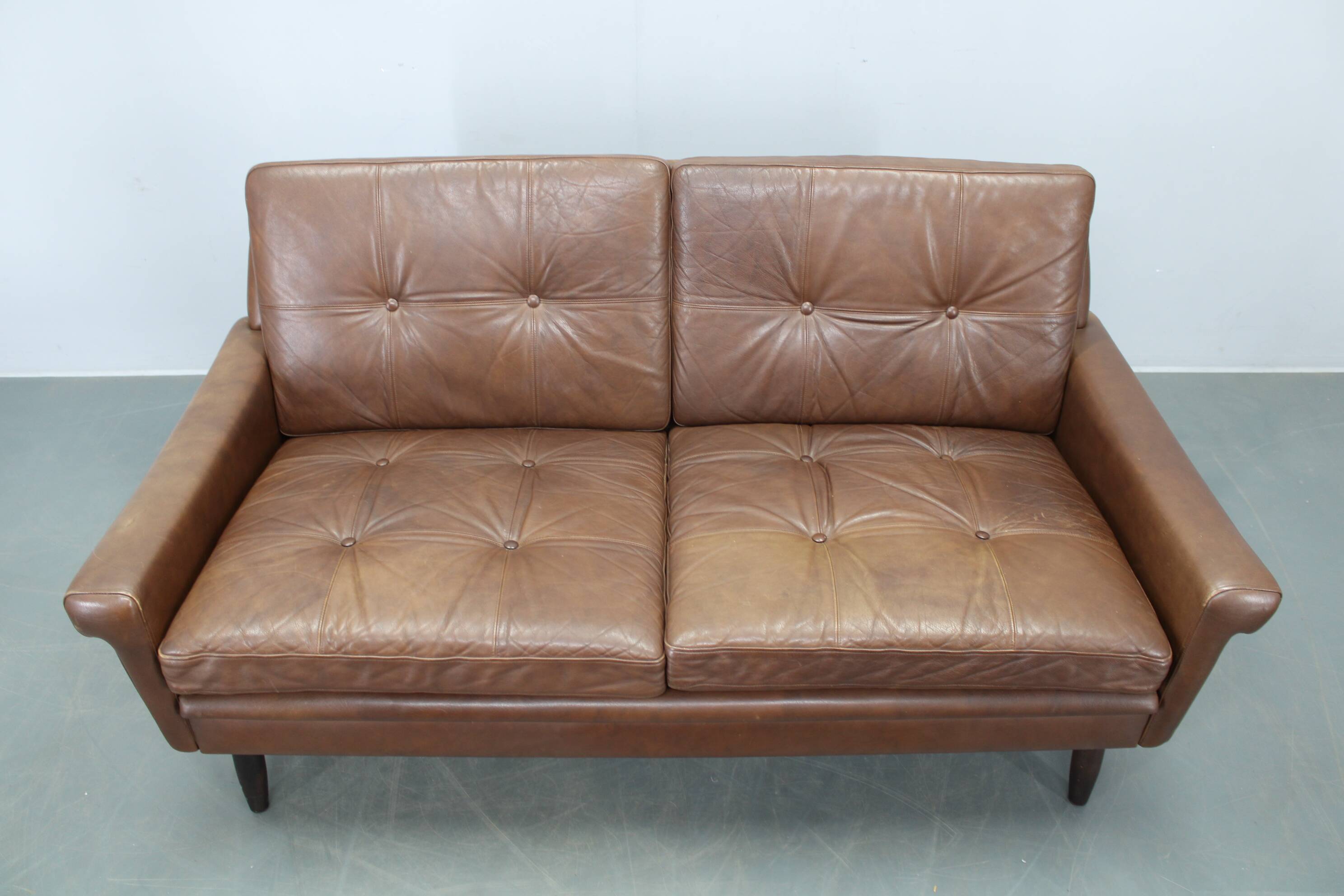 Mid-century Danish two-seat leather sofa by Svend Skipper, 1960s