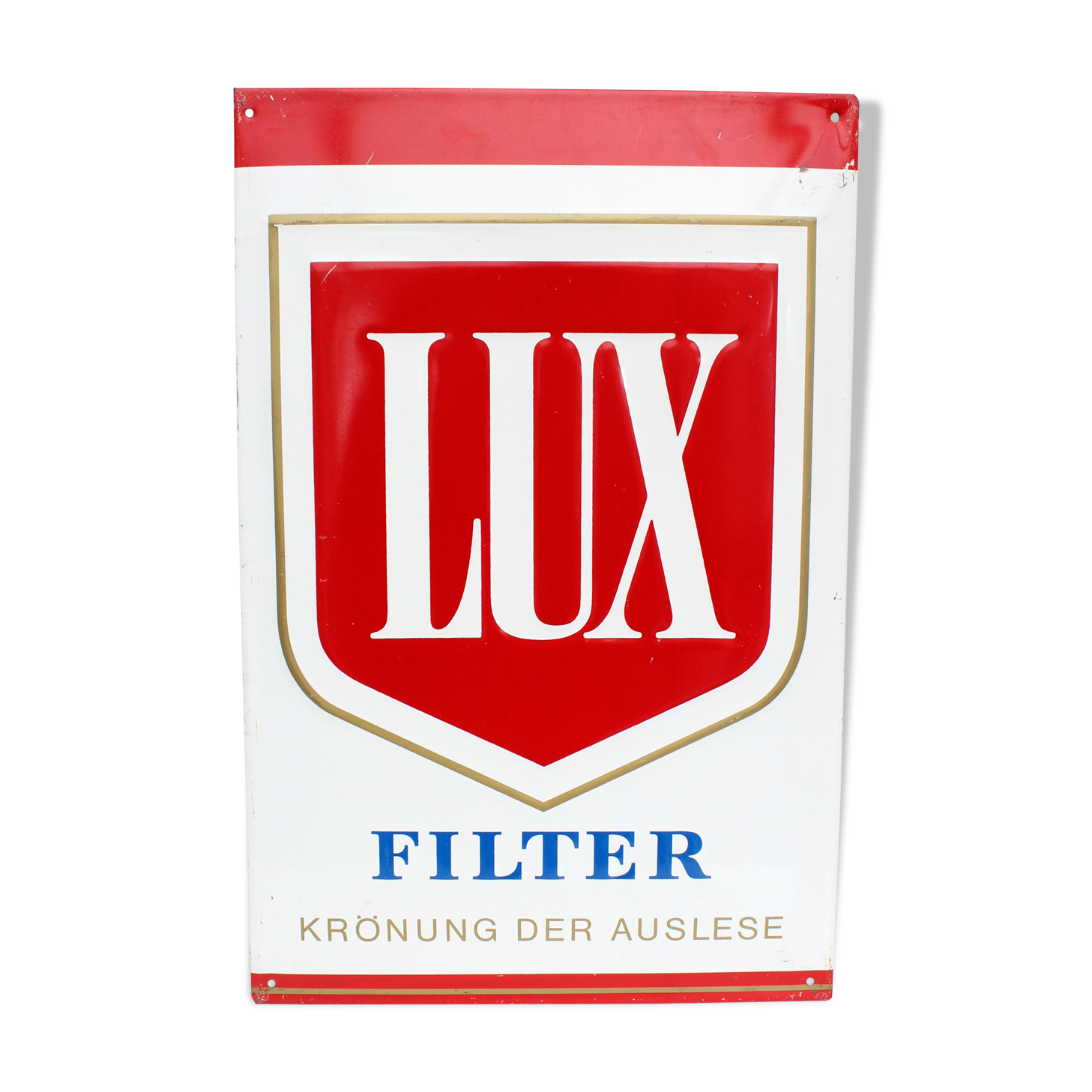 Large vintage German advertising metal sign, Lux cigarette