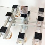 1970's cubic chandelier in chromed metal designed by Maison Sciolari for Mazzega
