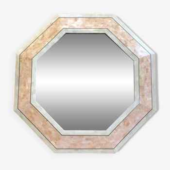 Octagonal travertine mirror from the 70s