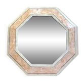 70s octagonal travertine mirror
