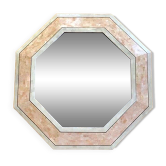 Octagonal travertine mirror from the 70s