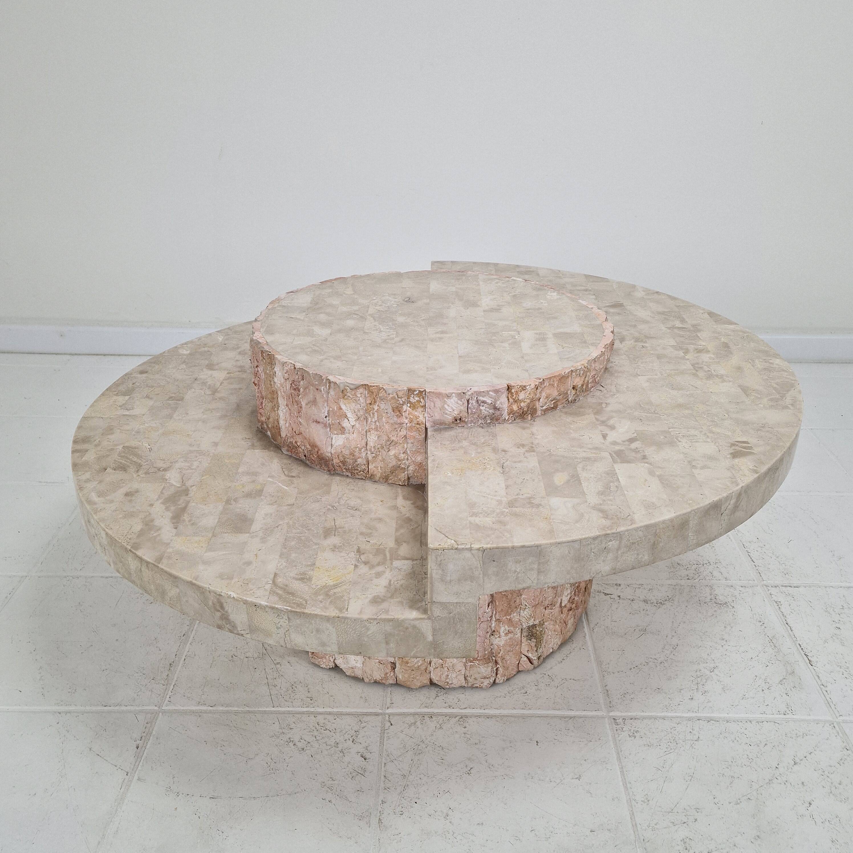 Round Mactan or Fossil Stone Coffee Table by Magnussen Ponte, 1980s