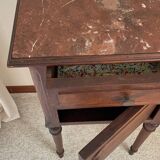 Antique bedside table in wood and marble