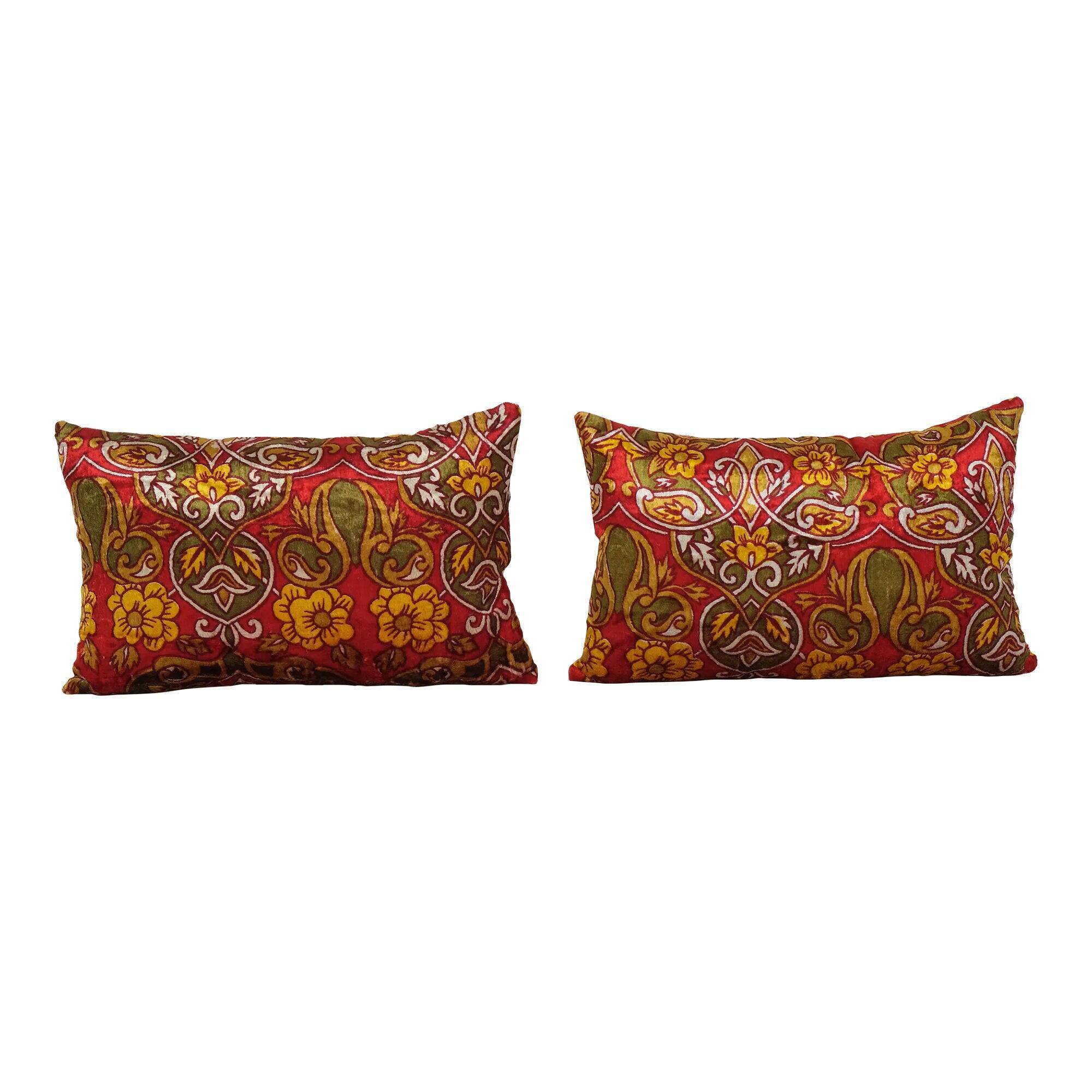 Set of 2 vintage velvet cushion covers 36x56 cm