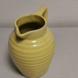 Yellow pitcher in slurry, faience onnaing frères