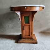 Marble and green stained glass side table