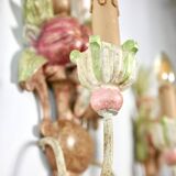 Pair of Italian hand-carved and painted wooden sconces