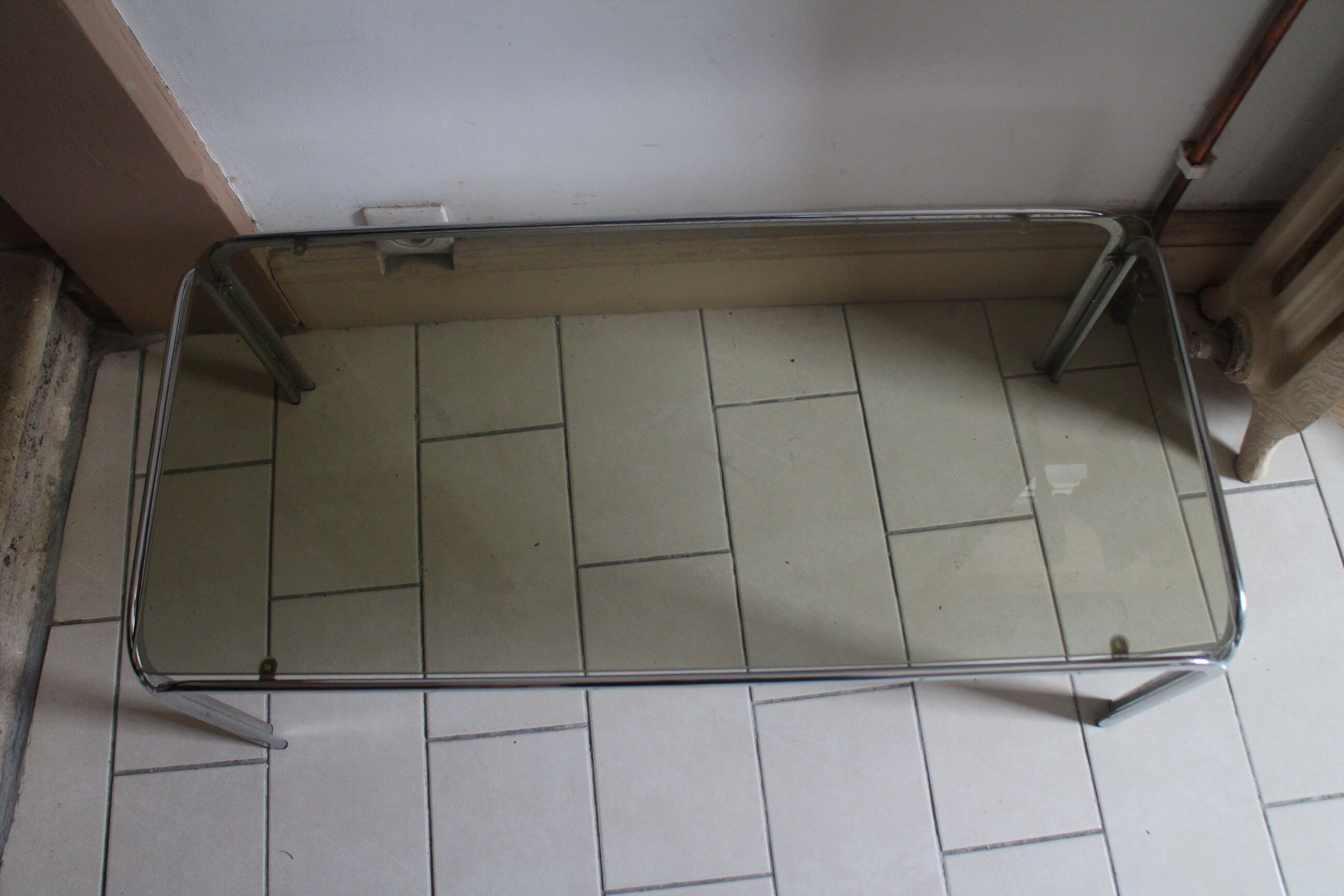 Coffee table chrome and smoked glass