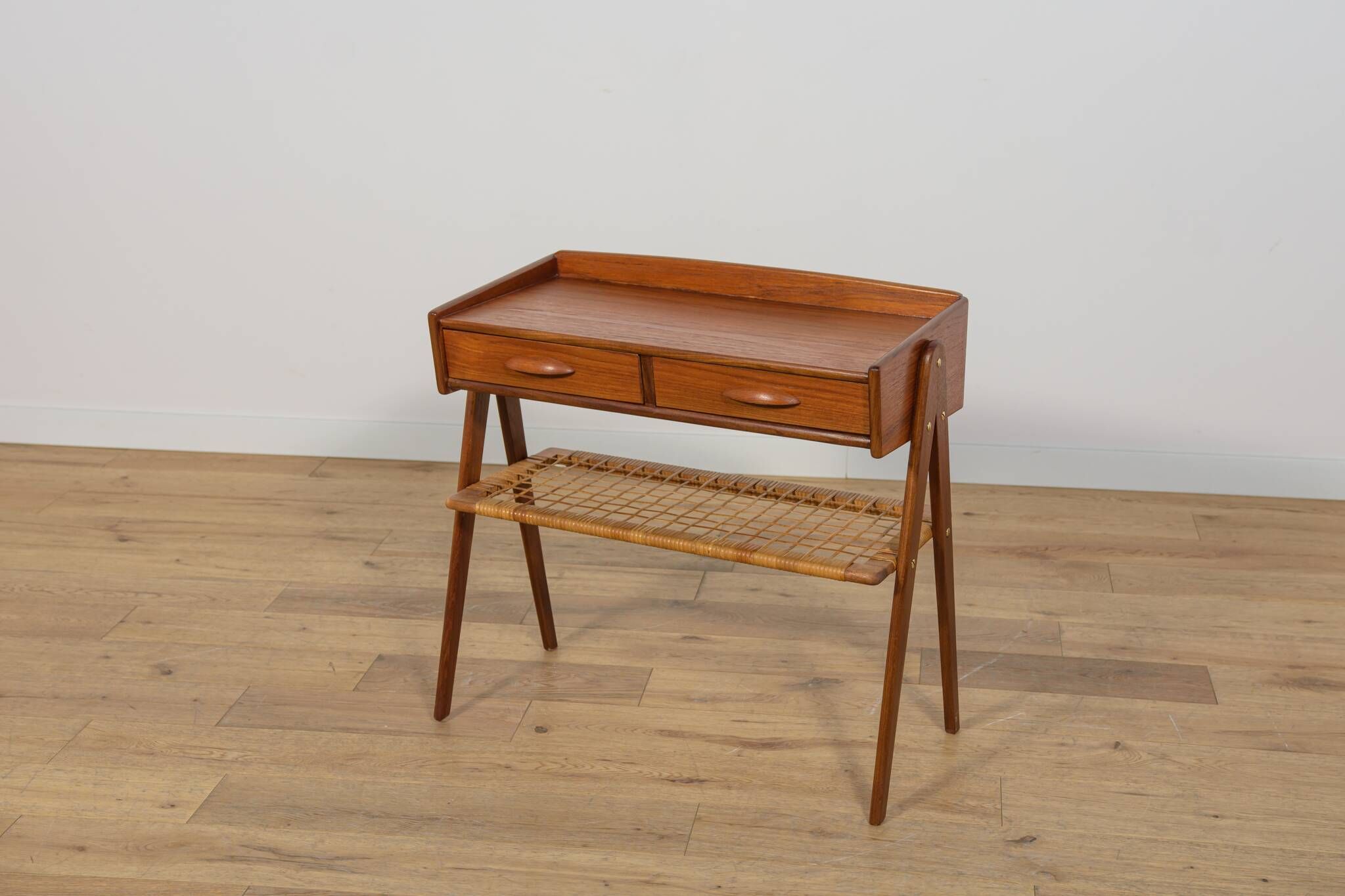 Mid Century Teak and Rattan Console Table by Søren Rasmussen, United Knigdo