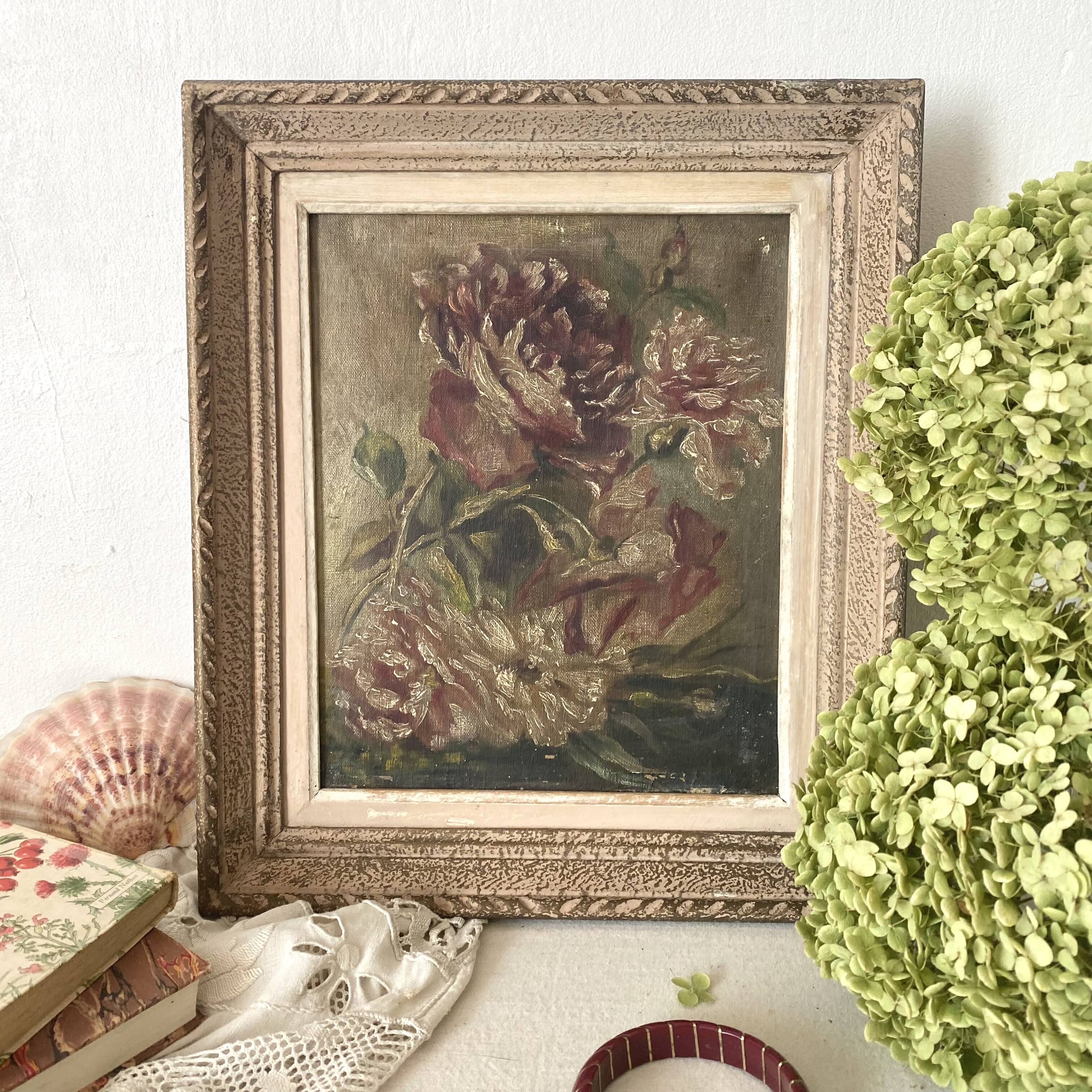 Flower painting, oil on canvas framed