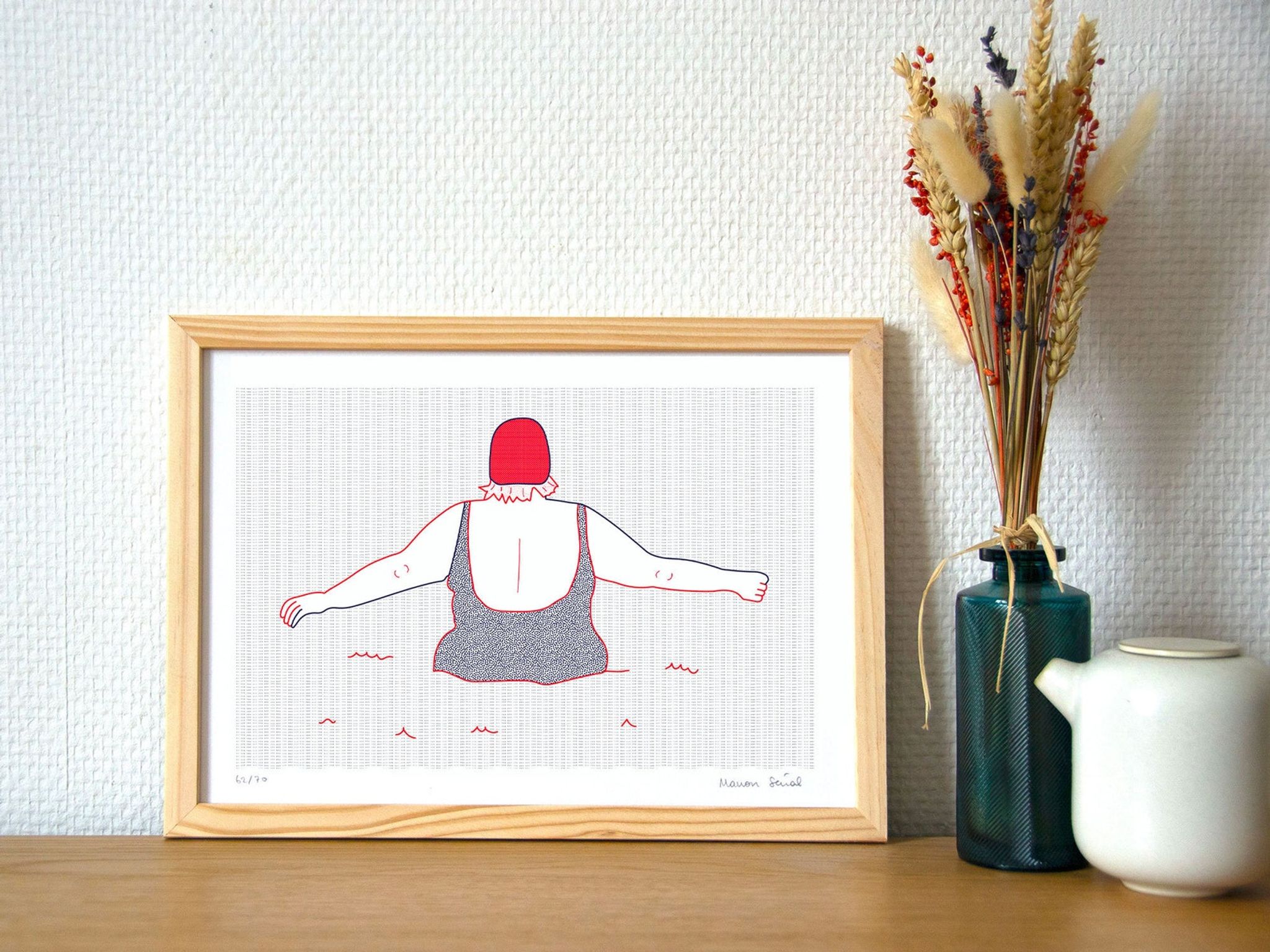 Illustration A4 naiade no. 2/8 bretagne baigneuse mer
