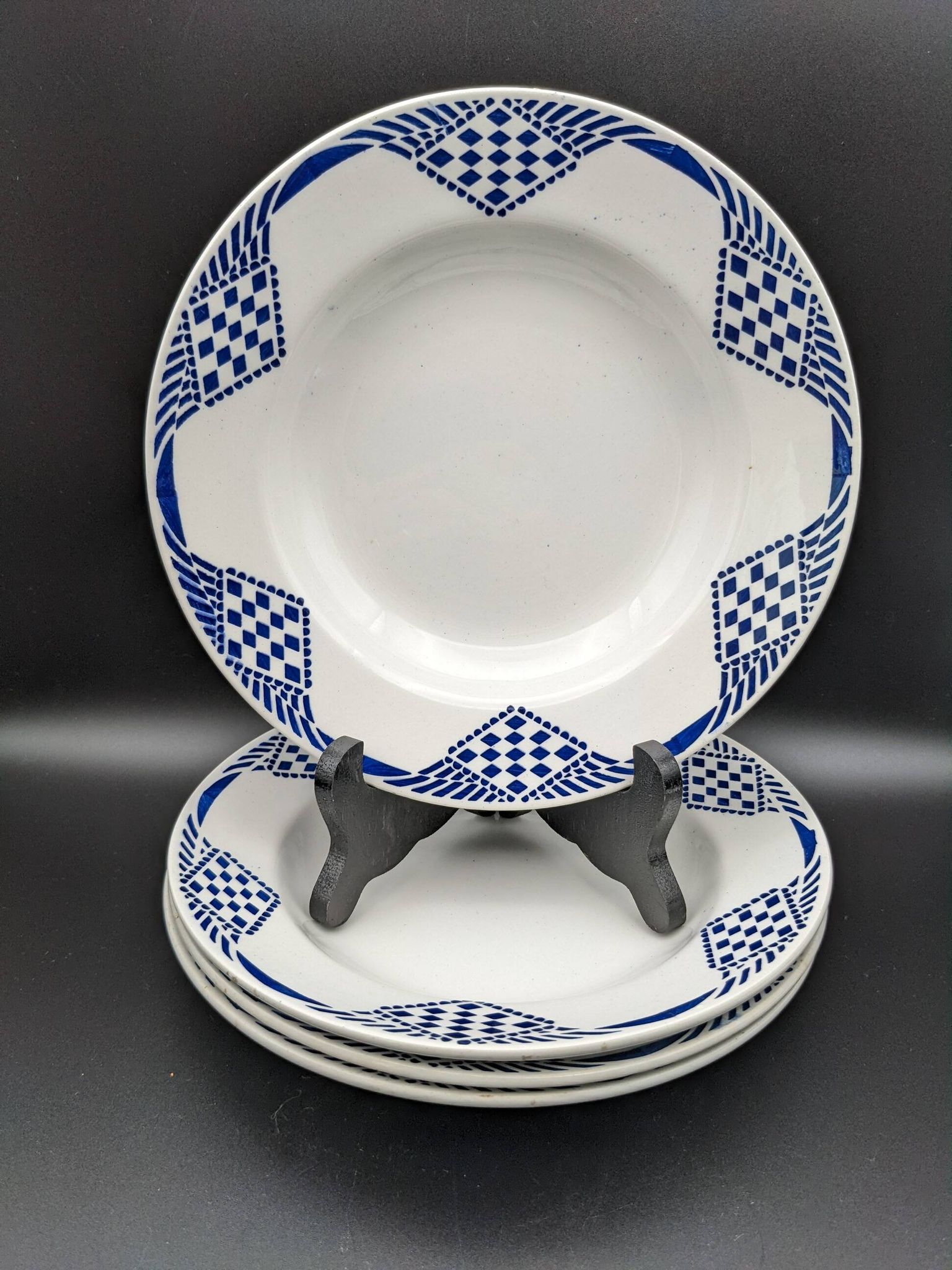 Set of 4 hollow plates Moulin des loups Orchies Hamage model Pantin vintage