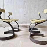 Unique set of 4 metal tractor seat chairs, 1990