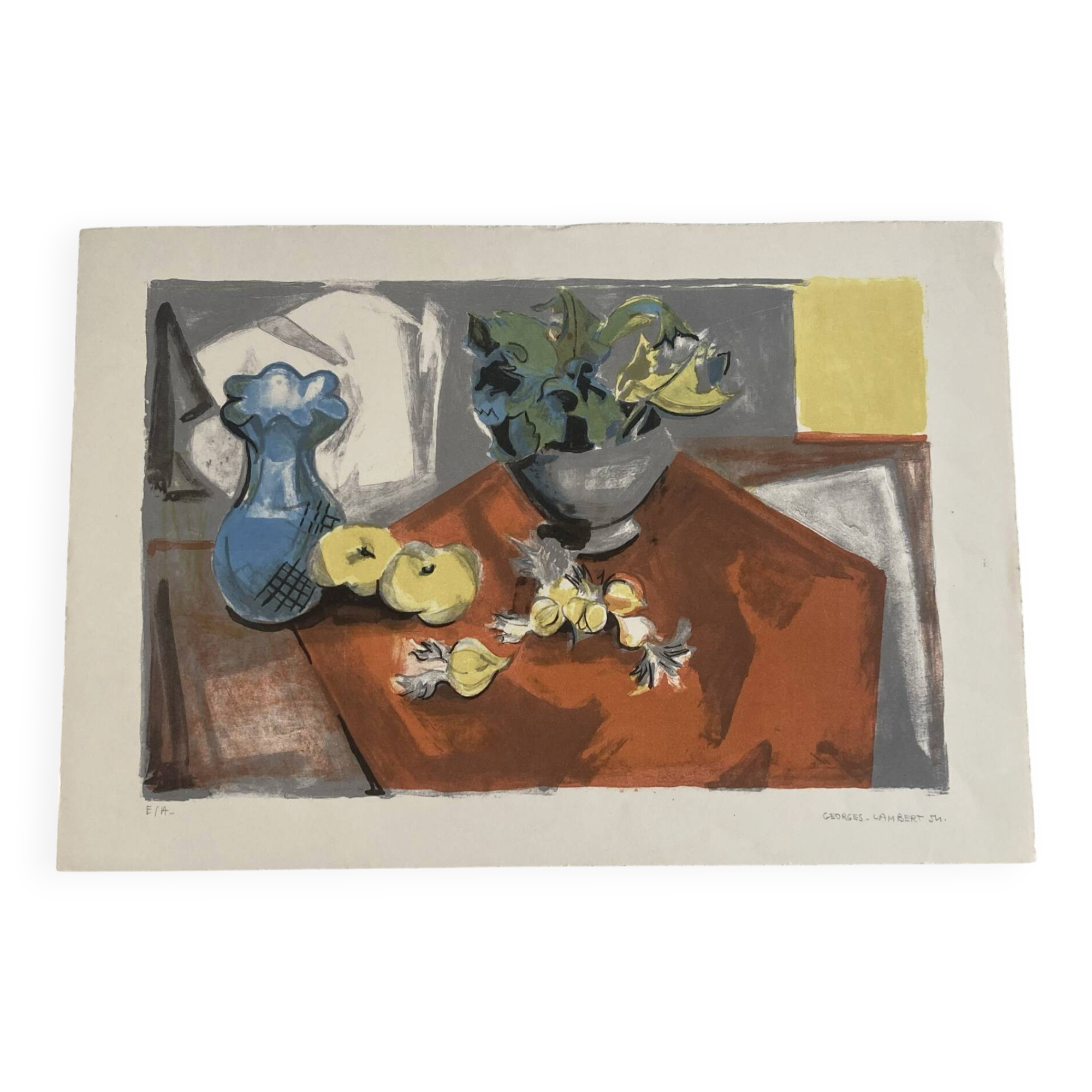 Lithographie signée Georges Lambert - Nature Morte - 1954