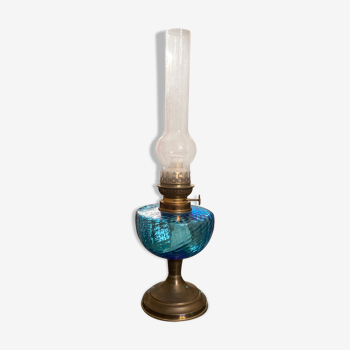 Old brass oil lamp and glass