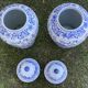 Pair of large vintage Chinese ceramic vases from the 1980s, oriental potiches.