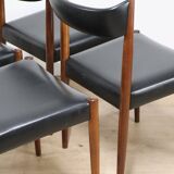 Série de 4 chaises scandinave Danemark en palissandre et skaï, 1960