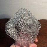 Plafonnier année 1970 en verre strié ciselé