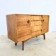 Mid-century teak sideboard, 2 doors 4 drawers — brutalist spirit