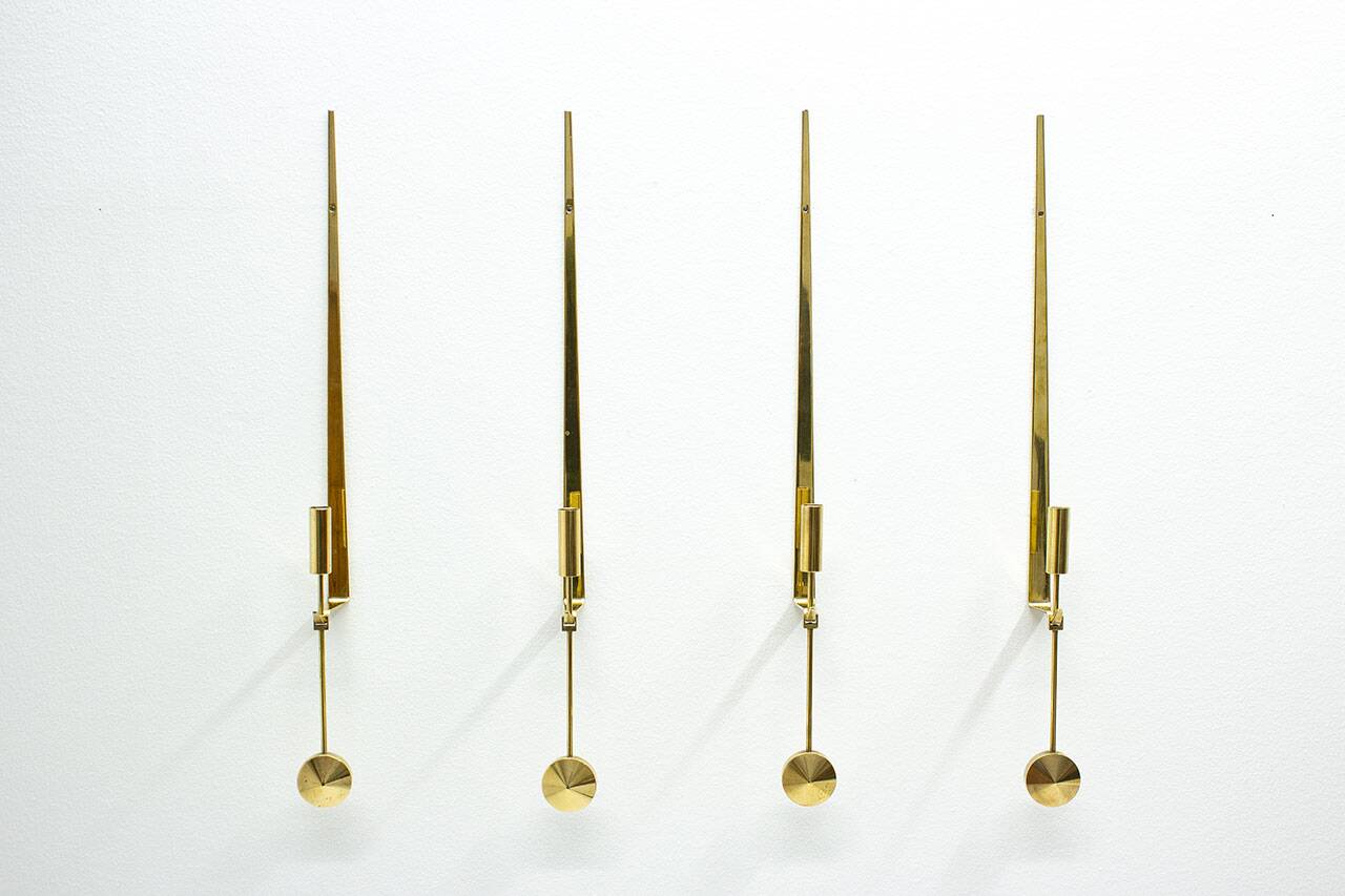 Set of 4 Swedish wall candlesticks by Pierre Forssell for Skultuna