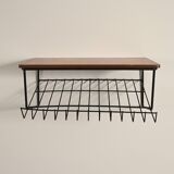 1950s Swedish teak and metal hanging bedside table