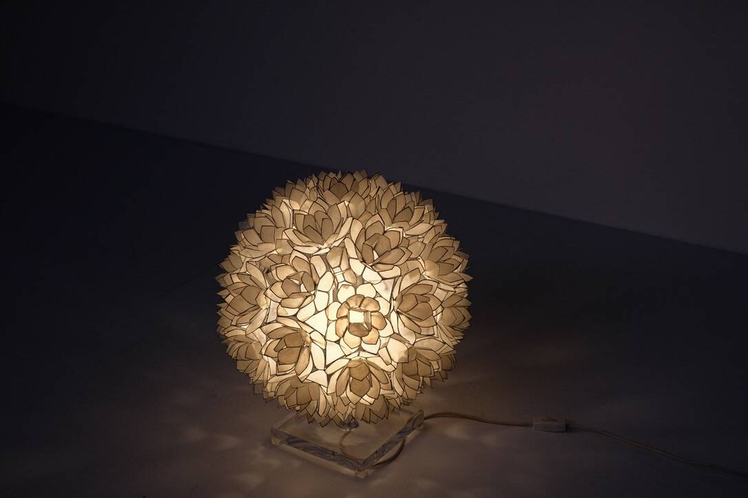 Mother-of-pearl table lamp by Rausch, Germany circa 1960s.