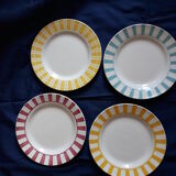 Sarreguemines set of 4 flat plates vintage colors tangy
