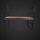 60's string wall shelf black lacquered metal oak, vintage