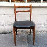 Ensemble de 4 chaises scandinaves teck et skaï 1960