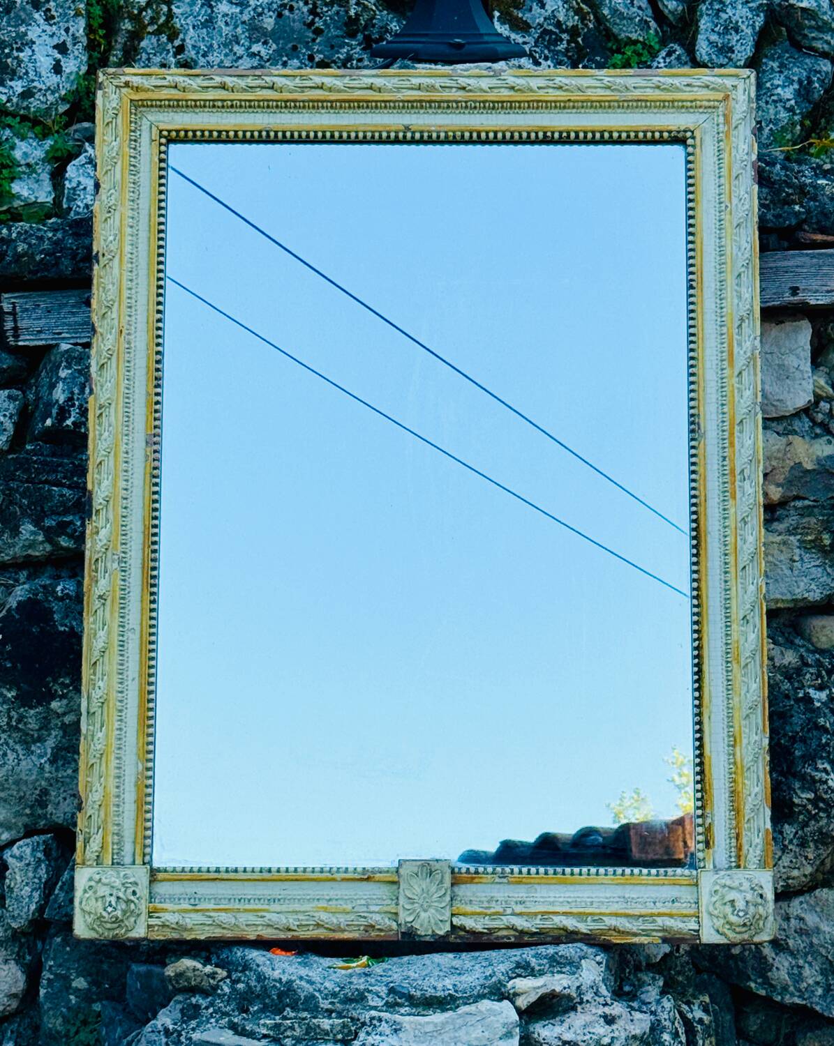 18th century painted wooden mirror