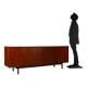 Vintage low sideboard in walnut veneer, Italian design, 1960s original
