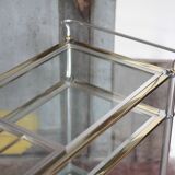 Vintage rolling dessert bar in gold metal and glass by Roche Bobois.