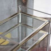 Vintage rolling dessert bar in gold metal and glass by Roche Bobois.