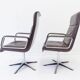 Wilkhahn Delta Highback set of 2 brown leather armchairs by Delta Design