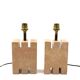 Hollywood regency pink marble set of 2 table lamps, France 1970s