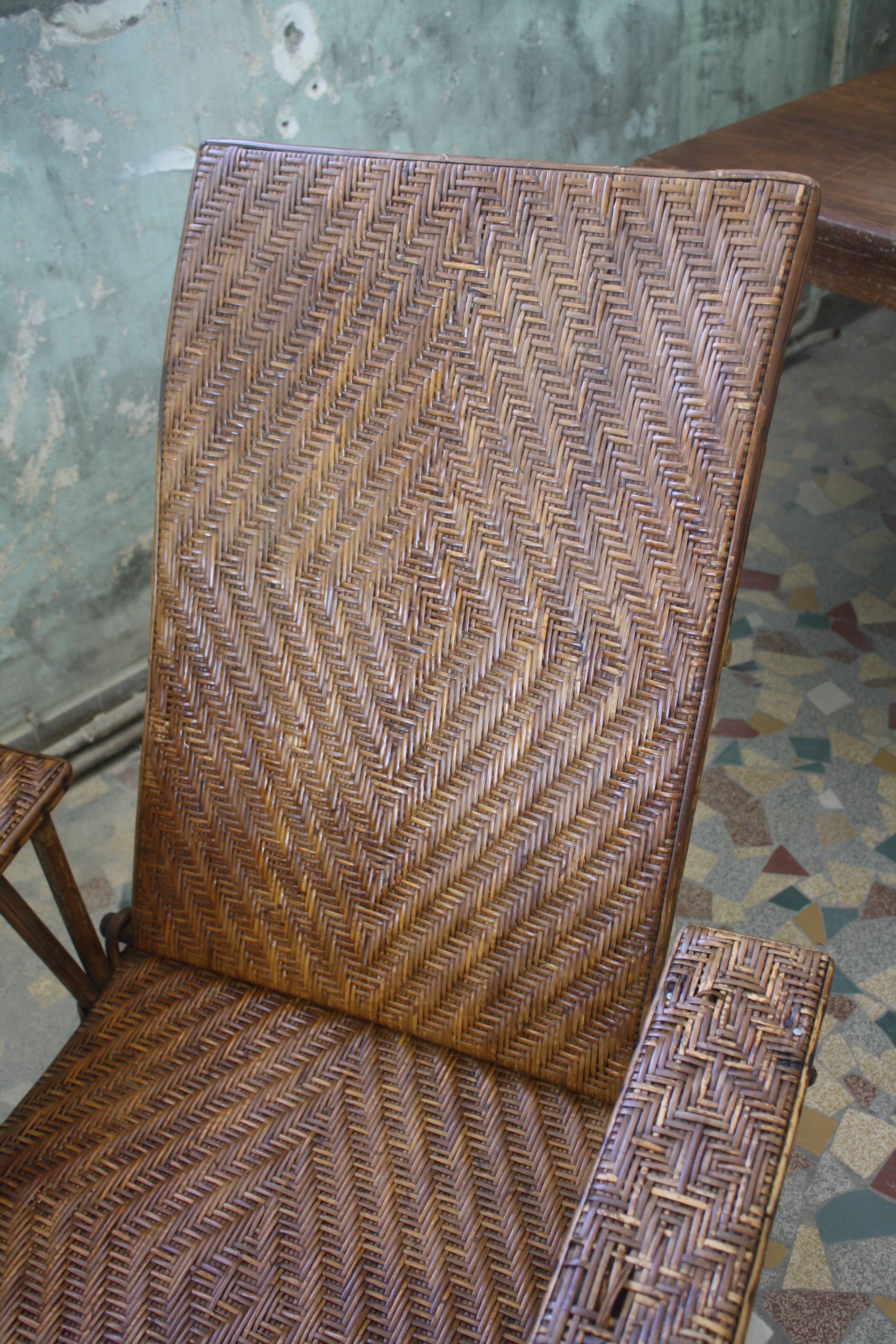 Chair long vintage rattan